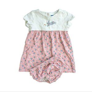 Baby Boden Rabbit Jersey Dress With Ruffle Bloomers 3-6m